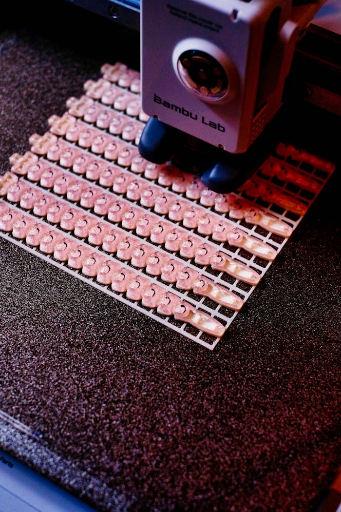 Crafting Captivating Headlines: Your awesome post title goes here Close-up of a 3D printer creating intricate components on a textured surface.